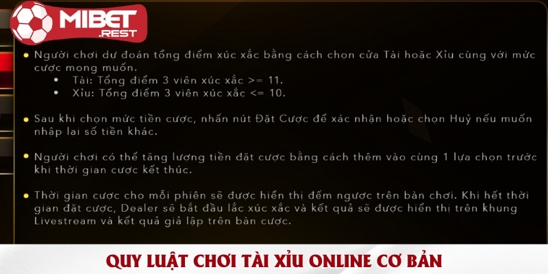 Quy tắc tham gia đặt cược tài xỉu Mibet chi tiết mới nhất 2 quy-luat-choi-tai-xiu-online-co-ban