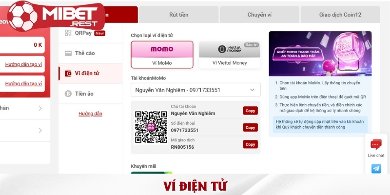 5 phương thức nạp tiền Mibet nhanh chóng & an toàn 2 nap-tien-nhanh-va-tien-loi-qua-kenh-vi-dien-tu